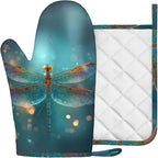 Fantasy Green Dragonfly Oven Mitt and Pot Holder - Image 2
