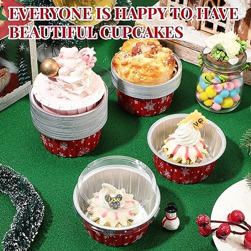 Umigy 100 Pcs Christmas Aluminum Foil Baking Cups with Lids,Snowflake - Image 4