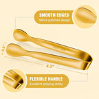 EDDEAS 12 PCS Small Serving Tongs, 4.3" Mini Gold Tongs, Coffee Bar, Tea Party - Image 6