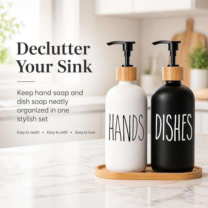 Dish Soap Dispenser for Kitchen Sink.Glass Hand Soap Dispenser, Modern - Image 2