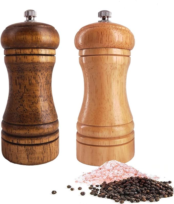 Salt and Pepper Grinders Set, Ouktor Manual Wooden Salt and Pepper Mills Shakers by ouktor