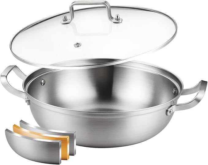 Delarlo Tri-Ply Stainless Steel 12 inch Everyday Pan by DELARLOCOOKWARE