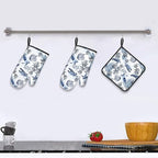 Navy Blue Ocean Sea Turtle Oven Mitts and Pot Holders Sets of 3, Heat Resistant - Image 2