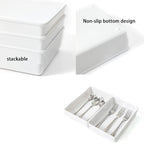 3 Pack White Plastic Drawer Organizer Tray Cutlery Utensil Makeups Drawer - Image 3
