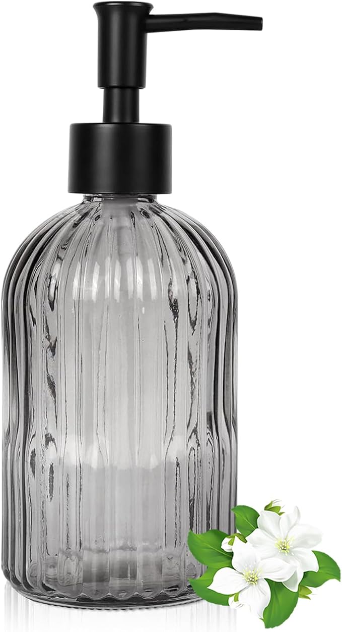 14Oz Black Pump Glass Soap Dispenser, by Guokanfly