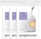 simplehuman Code Q 60 Count Custom Fit Liners, Drawstring Kitchen Trash Bags by Simplehuman