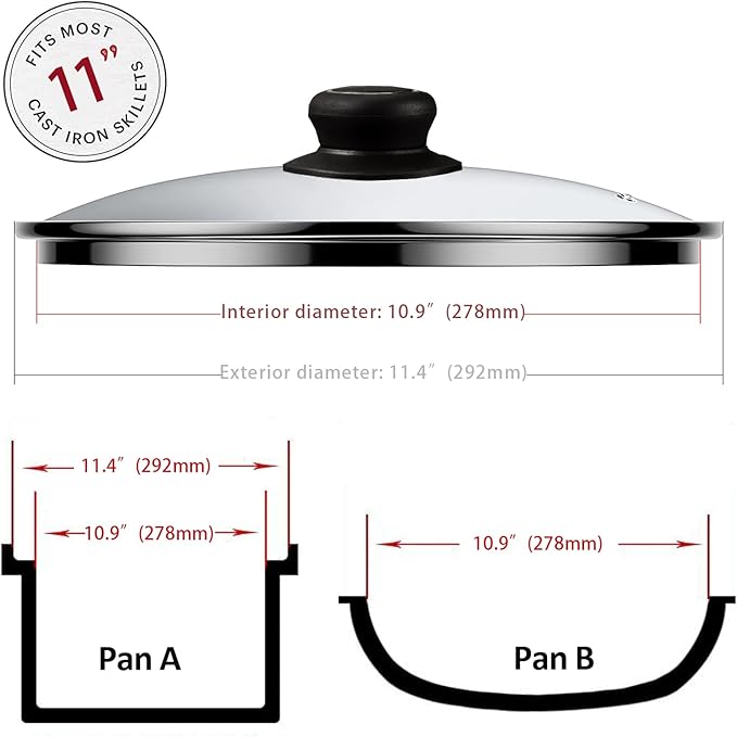 11 Inch Pan Lid Tempered Glass Pot Lid Replacement Glass Cover - Image 2