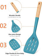Pack of 2 Silicone Spatula, Non Stick Cooking Utensil Set Wooden Handle Kitchen - Image 3