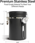 Veken Coffee Canister with Window, Airtight Stainless Steel Pantry Container - Image 2