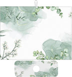 Watercolor Green Leaf Floral Dish Drying Mat by Unknown