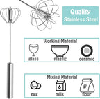 Semi-automatic Whisk, Stainless Steel Egg Beater, Hand Push Rotary Whisks Mixer - Image 3