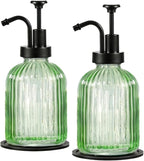 SheeChung Green Glass Soap Dispenser, 12 Oz Liquid Hand Soap Dispenser by SheeChung