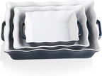 Sweejar Casserole Dishes for Oven, Ceramic Bakeware Set of 3, Rectangular by Sweejarco1949