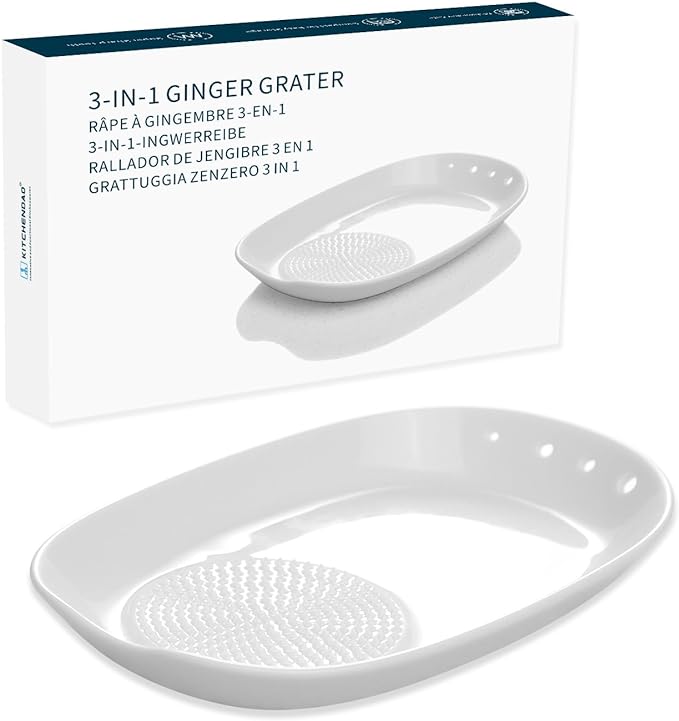 KITCHENDAO 3 in 1 Porcelain Ginger Grater Tool Spoon Rest Herb Stripper by KITCHENDAO
