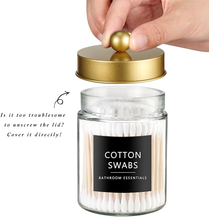 SheeChung Qtip Dispenser Holder 1pcs, Glass apothecary jars - Image 4