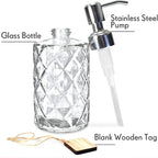 JASAI Diamond Design 12 Oz Glass Soap Dispenser, Kitchen soap Dispenser - Image 5