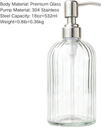Glass Hand Soap Dispenser Silver Pump Refillable Dish Shampoo Lotion Bottle - Image 2