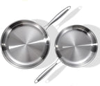 DELARLO Tri-Ply Stainless Steel Pan, 18/10 Frying Pan, Oven Safe Up to 600°F by DELARLOCOOKWARE