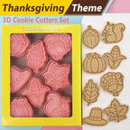 8-Pcs Thanksgiving Cookie Cutters Set 3D Pumpkin, Maple leaf, Squirrel Cookie - Image 6