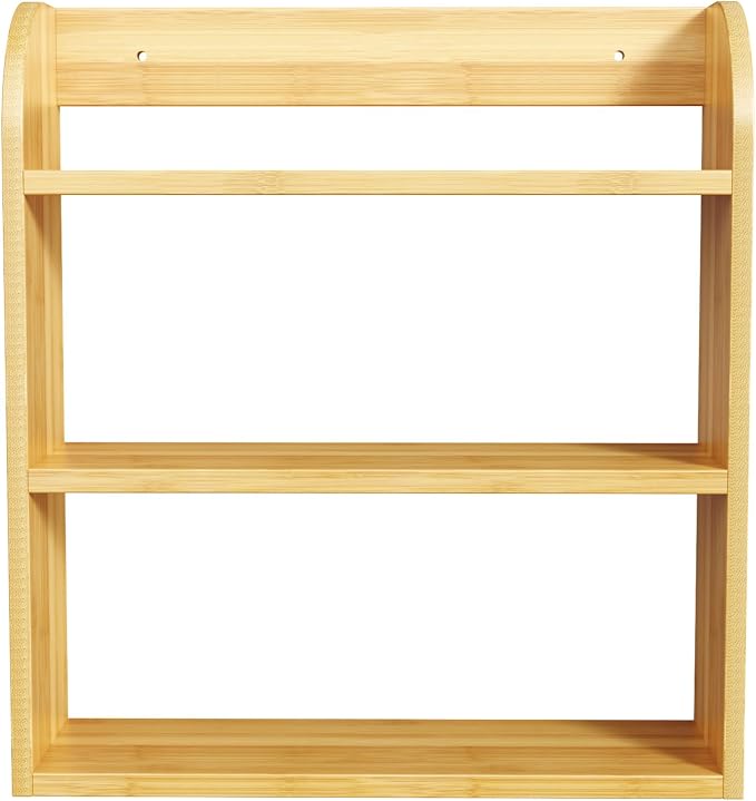 ROMGUAR CRAFT 3 Tier Bamboo Spice Rack, Countertop or Wall Mounting Wood Spice - Image 7