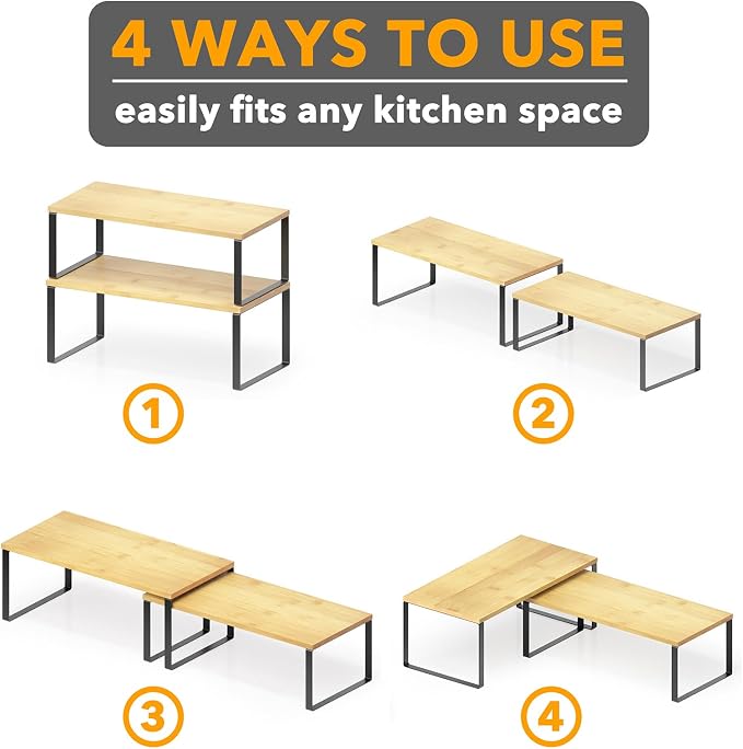 SpaceAid Cabinet Shelf Organizers 8 Pack, Kitchen Counter Rack Shelves Riser - Image 6