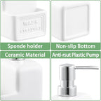 RQYIXI Soap Dispenser with Sponge Holder Ceramic Hand and Dish Soap Dispenser - Image 6