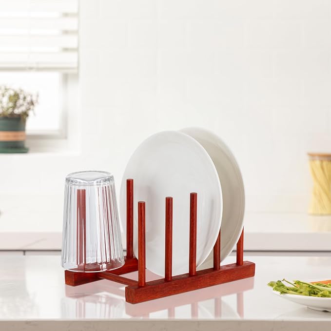 HBlife 2pcs Rosewood Wooden Dish Drying Rack - Image 6