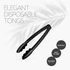 Plasticpro 7.5'' Serving Tongs Heavy Duty Reusable Kitchen and BBQ Black - Image 5