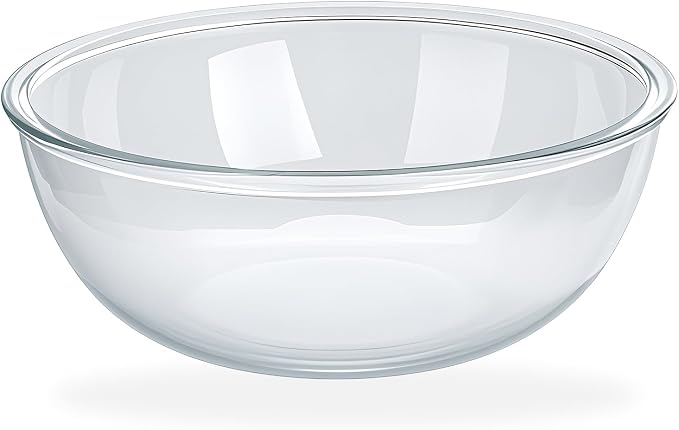 6.3 Qt Large Glass Mixing Bowl, 12.3" Clear Glass Salad Cooking Bowls by MUUBOOX