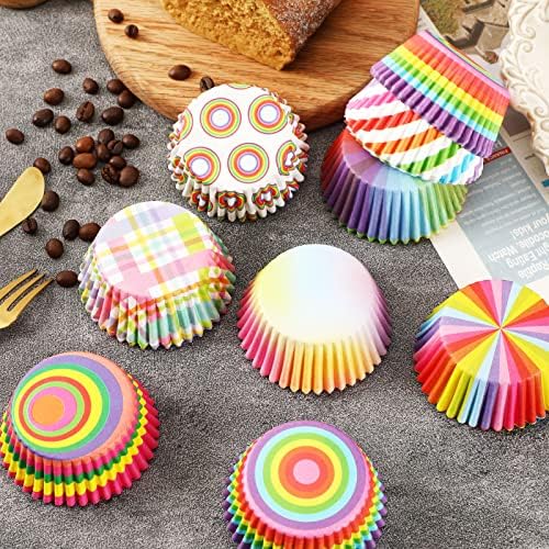 SANNIX 450pcs Rainbow Cupcake Liners, Colorful Baking Cups Cupcake Wrappers - Image 3