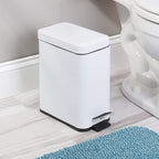 mDesign 5 Liter Rectangular Small Steel Step Trash Can Wastebasket, Garbage - Image 2