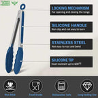 Tongs for Cooking, 600ºF High Heat-Resistant Stainless Steel Kitchen Tongs - Image 3