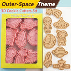 Outer-Space Cookie Cutters Set, 8-PCS 3D Astronaut, Planet Cookie Cutters - Image 6