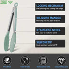 Tongs for Cooking, 600ºF High Heat-Resistant Stainless Steel Kitchen Tongs - Image 3
