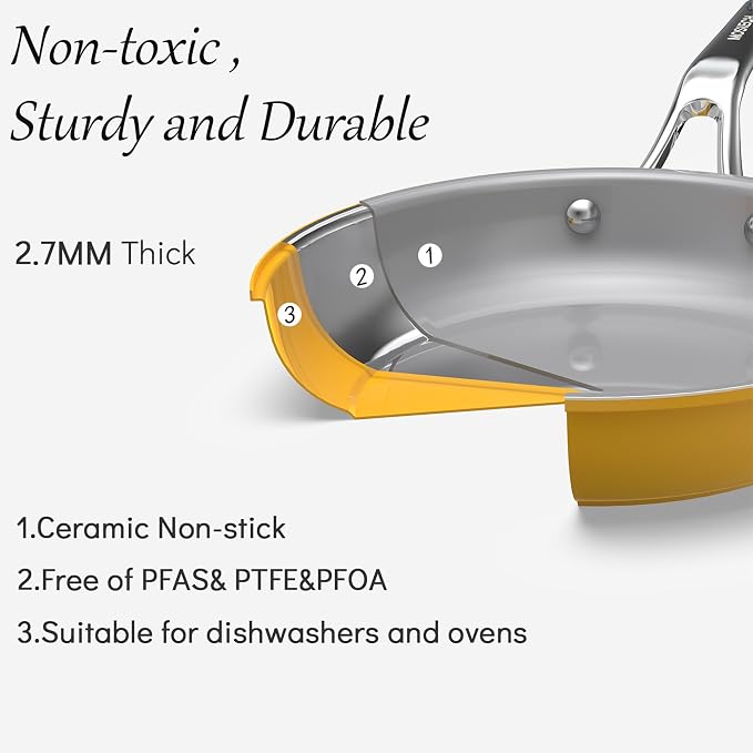 10-Piece Nonstick Ceramic Cookware Set, Non-Toxic Ceramic Coated Aluminum Pots - Image 2