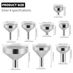 Small Metal Funnels Mini Funnel 8 Size Tiny Bottle Funnel, Miniature Atomizers - Image 2
