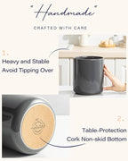 getstar Large Utensil Holder for Kitchen Counter, 7.2" Grey Ceramic Utensils - Image 4