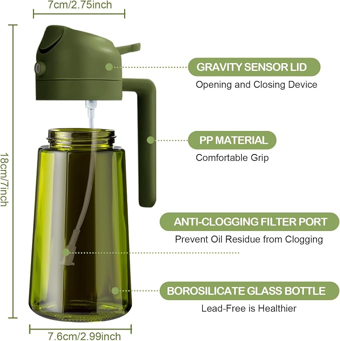 YARRAMATE 2Pcs 16oz/470ml Dark Green Oil Sprayer - Image 3