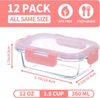 GULFLIN Small Glass Food Storage Containers 12 Pack-12oz Glass Containers - Image 2