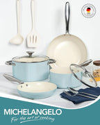 MICHELANGELO Pots and Pans Set Non Stick, 8-Piece Ti-infused Ceramic Cookware - Image 8
