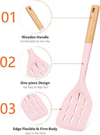 Pack of 2 Silicone Spatula, Non Stick Cooking Utensil Set Wooden Handle Kitchen - Image 3