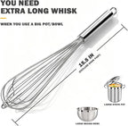 18/10 Stainless Steel Large Whisk, 15.5 inch Heavy Duty Long Whisk Suitable - Image 3