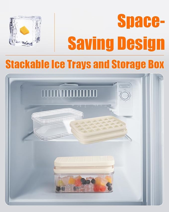Brigii Ice Cube Tray with Lid&Bin, Ice Cube Mold with 56 Cubes, Stackable Ice - Image 5