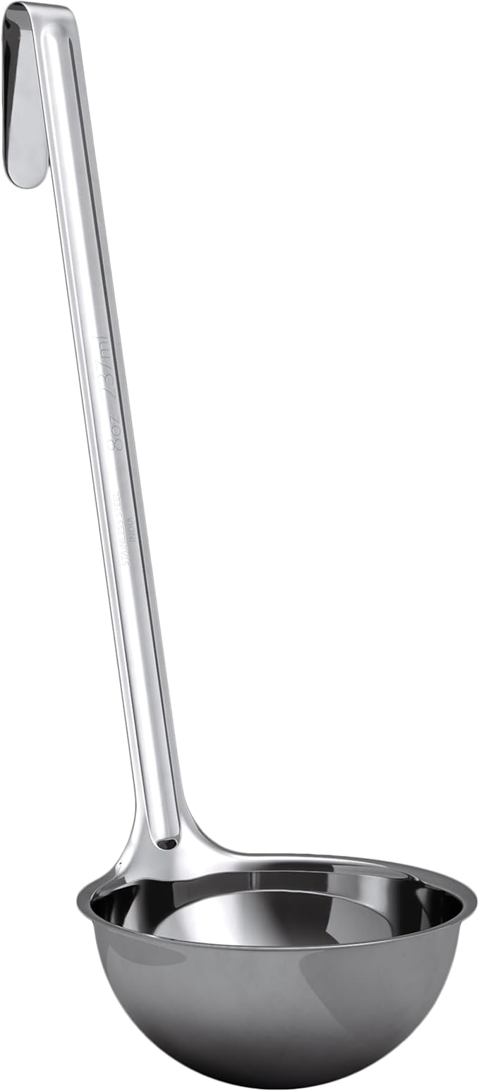 Super Sturdy, Ergonomic 8 Oz. Soup Ladle 1 Pk. Stainless Steel Ladles by FoodRestaurantSupplies