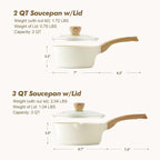 SENSARTE 2.0 & 3.0 Quart Ceramic Sauce Pan Sets - Image 7