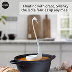 OTOTO Swanky Swan Soup Ladle- Silicone Soup Spoon, Heat Resistant Soup Ladles - Image 4