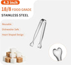 6 Pcs Mini Serving Tongs, 4.3 Inch Heart-Shaped Small Ice Tongs, Food Grade - Image 3