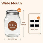 ComSaf Wide Mouth Mason Jars 32 oz - Image 2