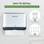 Wall Mount Paper Towel Dispenser, Adhesive No-Drill or Screw Install, Holds 200 - Image 6