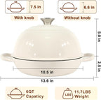 AHJ 6QT Dutch Oven For Bread Baking, Enameled Cast Iron Dutch Oven Pot - Image 7